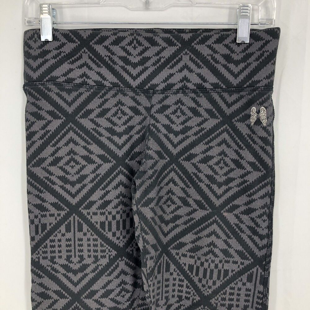 Victoria's Secret Leggings Aztec Tribal Print Black Gray Angel Wings Capri Small